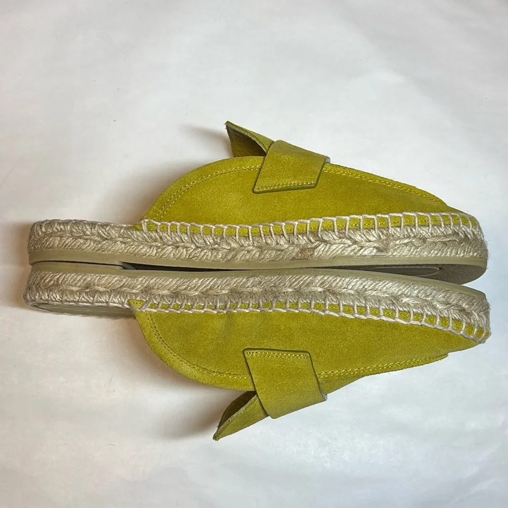 Equitare NWOB Leather Slip-On Espadrille Lime Green Mules EU Size 36, US Size 6